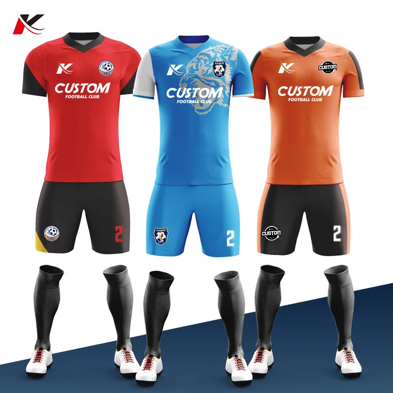 남성용 빈 축구 저지 세트, 맞춤형 승화, 청소년 축구 유니폼, 통기성 축구 반팔 셔츠, 도매