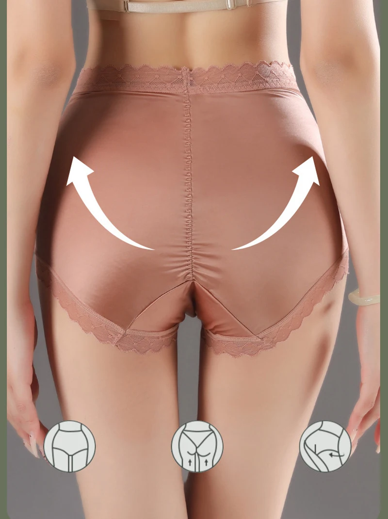 High Waist Lace Women Panties Ice Silk Thin Elastic Briefs Lingerie Seamless Luxury Breathable Underwear Butt Lifting Underpants