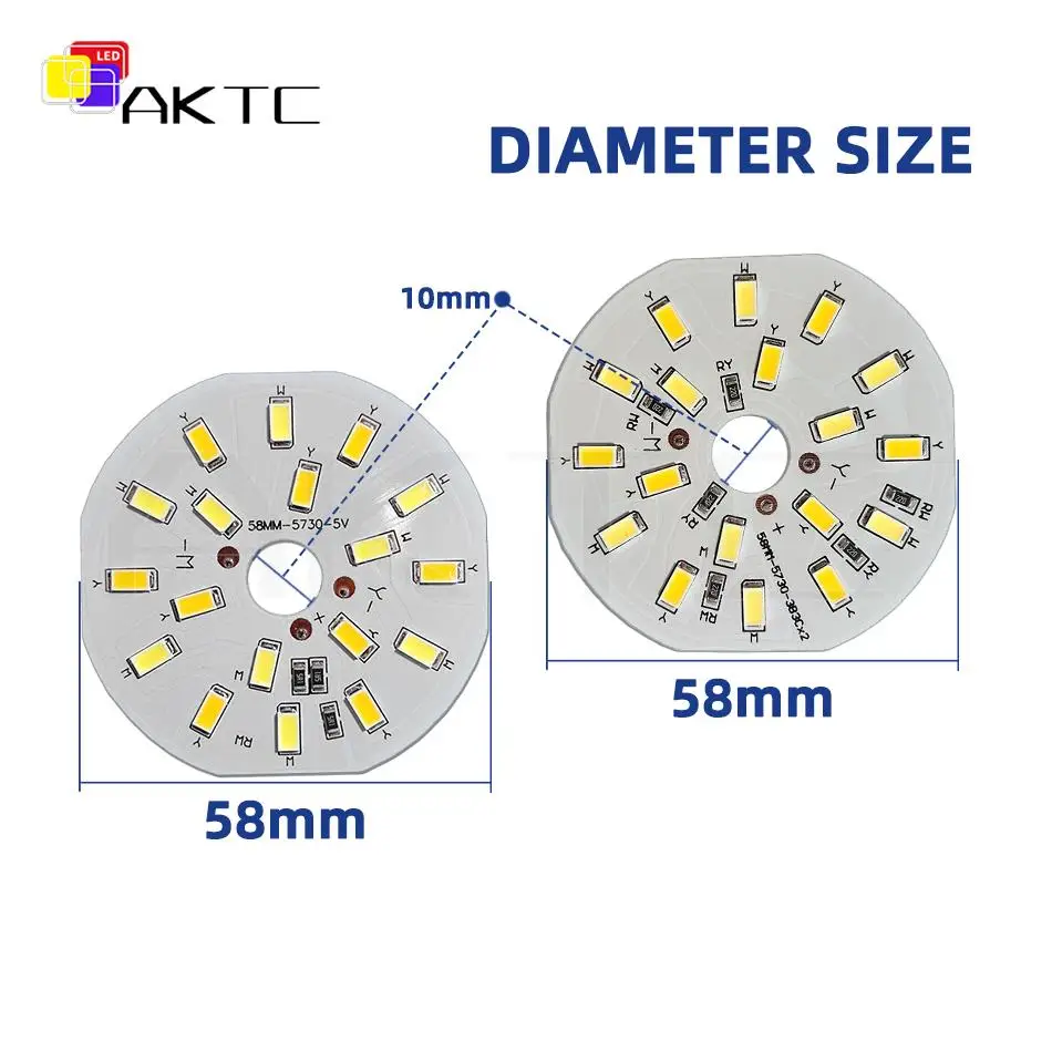 5-Pcs Round LED Dual Color Light Source Board DC 5V 12V 6W White/Warm ...