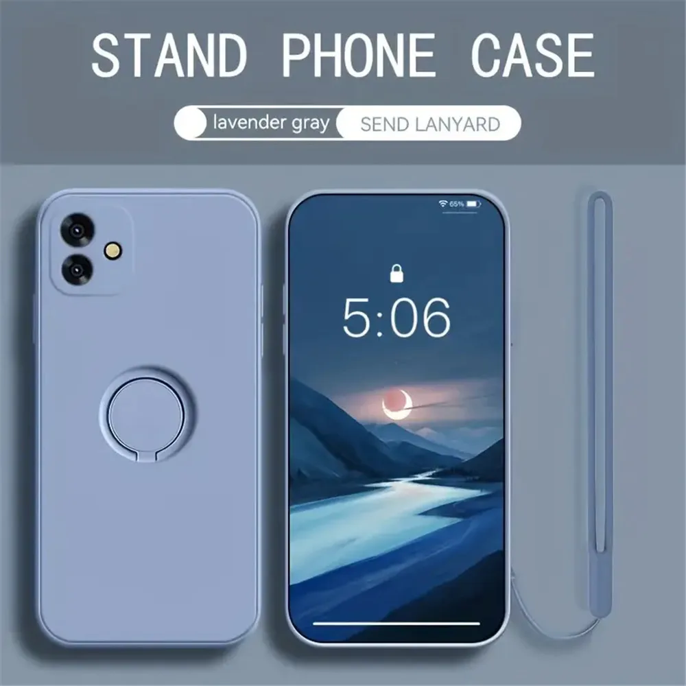 Universal Ring Holder Stand Phone Case with Lanyard