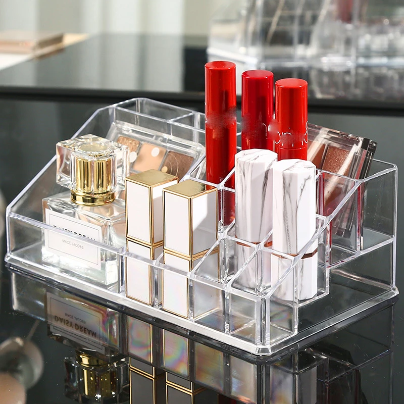 16 Grids Acrylic Makeup Organizer Storage Box Lipstick Nail Polish Display  Stand Holder Transparent Cosmetics Shelf Organizer - AliExpress