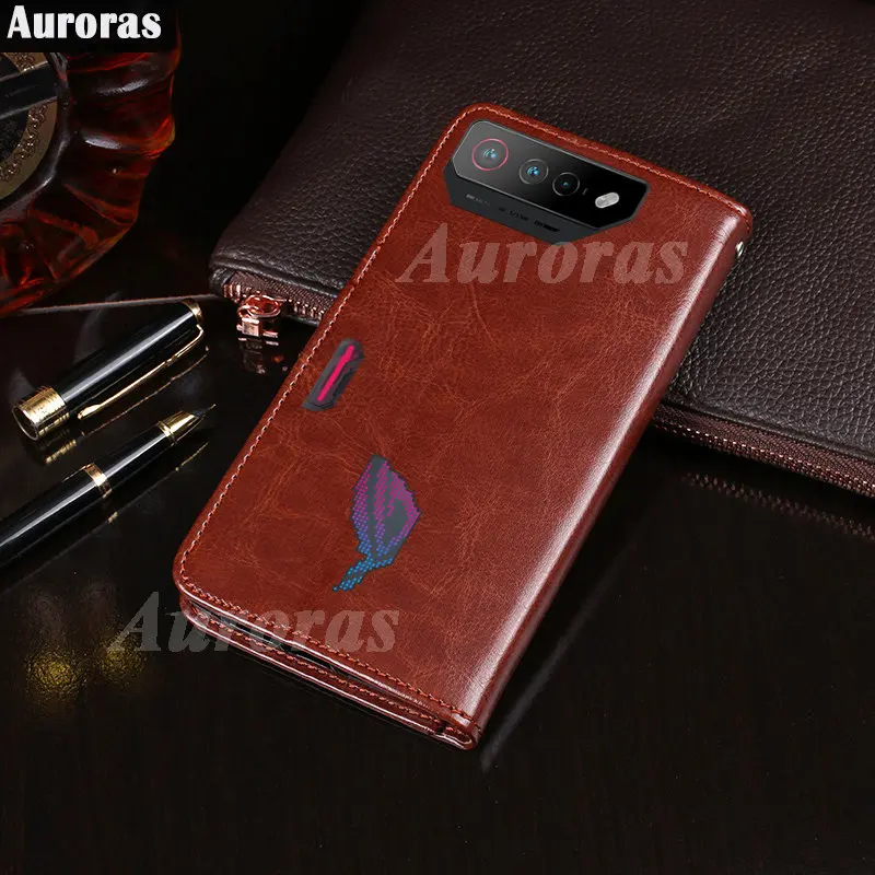 Auroras Per Rog Phone 7 Pro Flip Case Luxury Leather Card Pocket Shell Per Rog Phone 7 Ultimate Full Coverage Cover Antiurto