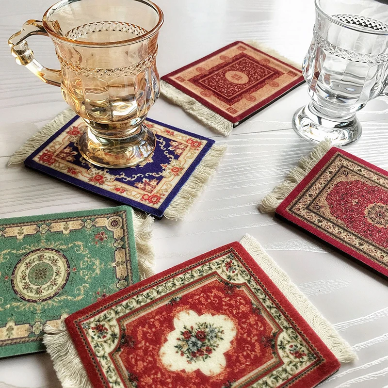 

Photo Props Placemats Home Decorations Tassel Persian Style Coasters Retro Characteristic Ethnic Style INS Decorative Coasters