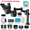 3.5-200X Simul-Focal Stereo Trinocular Microscope Set 4K 2K 1080P HDMI VGA USB TF Video Camera Clamp Folding Extension Type Base 4