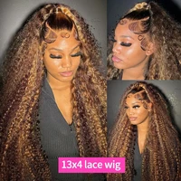 30 36 pouces bouclés mettre en évidence perruque cheveux humains miel blond 13x4 dentelle avant vague profonde 13x6 Hd dentelle frontale perruque brésilienne pour les femmes 2