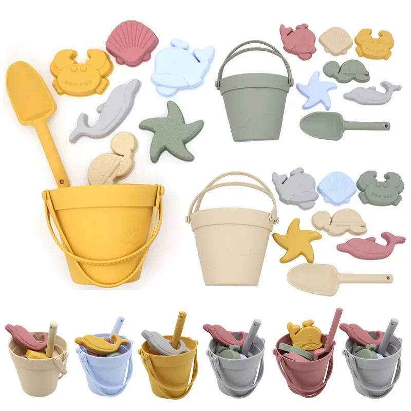 8Pcs Summer Beach Toys Kids Soft Silicone Sandbox Set Beach Game Toy Send Children Play Sand Water Play Tools Swim Game