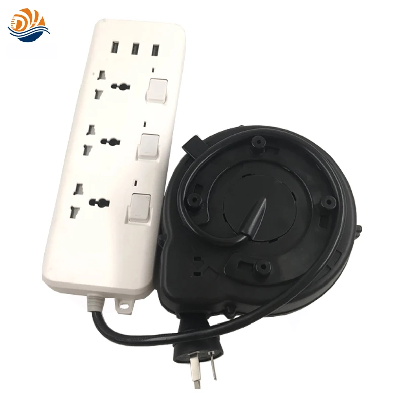One Side Pull String 220V Power Electric Sockets Small Retractable  Extension Cable Reel Drum with USB
