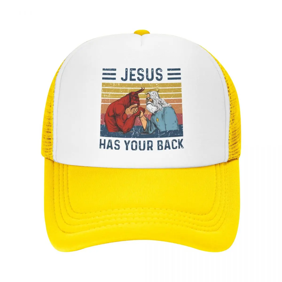 

Don't Worry Jesus Has Your Back Mesh Baseball Cap Sport Sun Caps Christian Adjustable Snapback Caps Racing Summer Trucker Hats