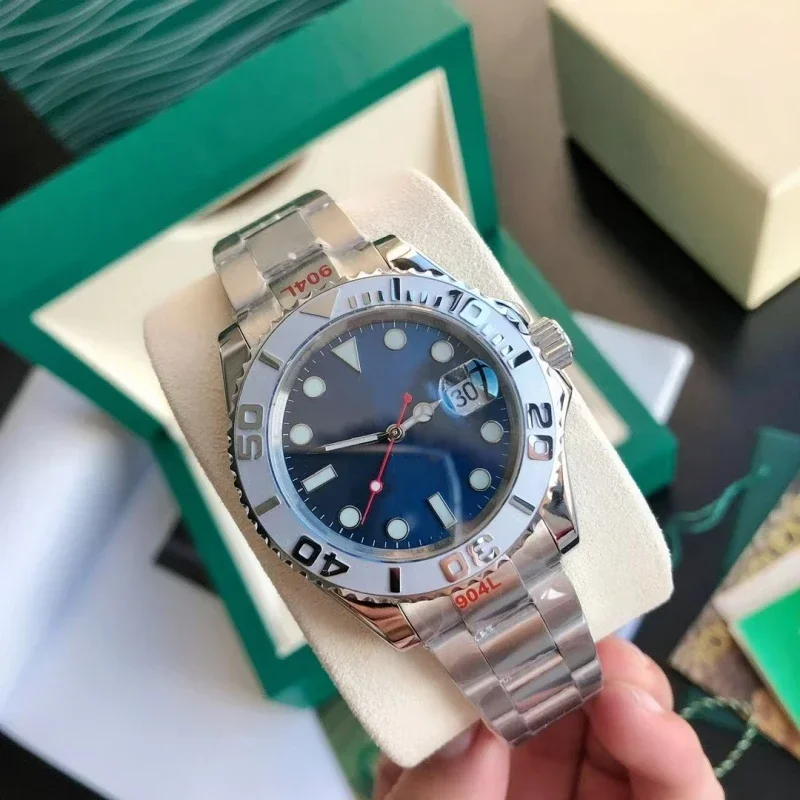 

40mm Stainless Steel Automatic Mechanical Movement Sapphire Waterproof Watch For Men Luminous Rotatable Ceramic Bezel Grey Dial