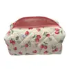 Storage Organizer Floral Puffy Quilted Makeup Bag Flower StrawberryPrinted Makeup Accessory Large Travel Cosmetic Bag 4