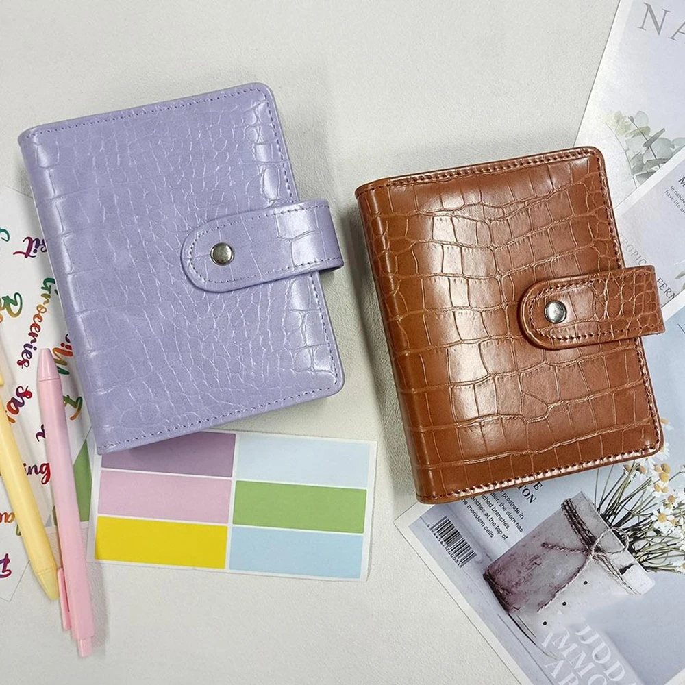 A7 Small Notebook Binder Faux Crocodile Leather Notepad Portable Budget Sheets ，with 45 Blank Inside Pages 2