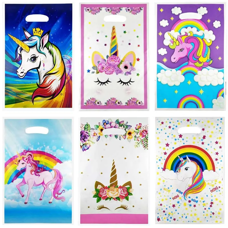 10X Unicorn Linen Bags Kids Candy Bag Gift Wedding Bachelorette Hen Party Decor 