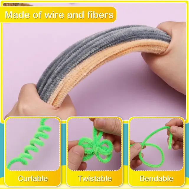 100pcs Chenille Pipe Cleaners 3