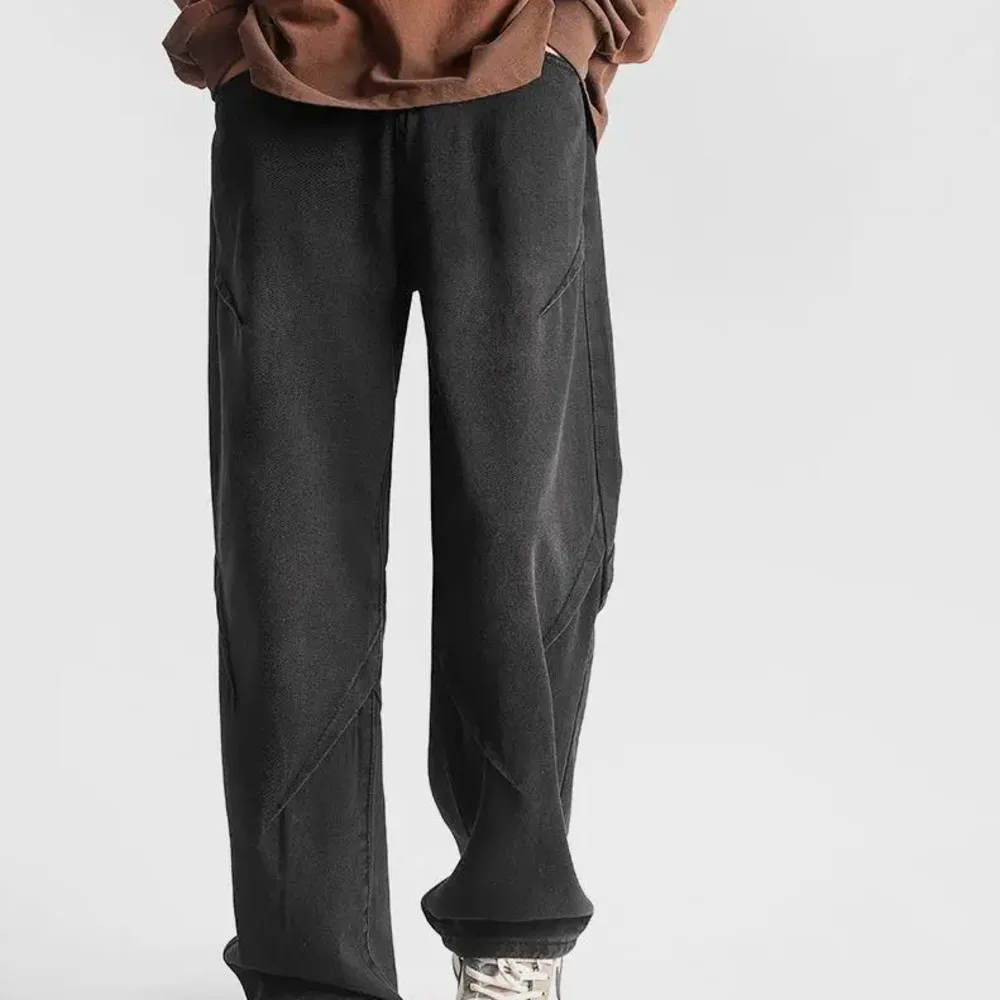 New Spring Pants Washed Jeans Hong Kong Style Loose Straight Leg