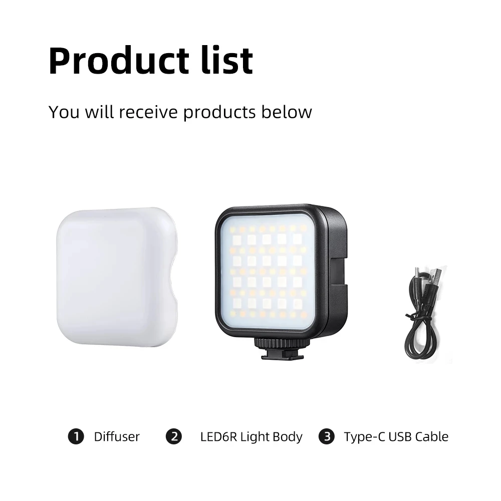 Godox LED6R RGB LED 비디오 조명, 내장 배터리, 카메라 스마트폰 촬영용 3200-6500K 조명, PK Ulanzi VL49