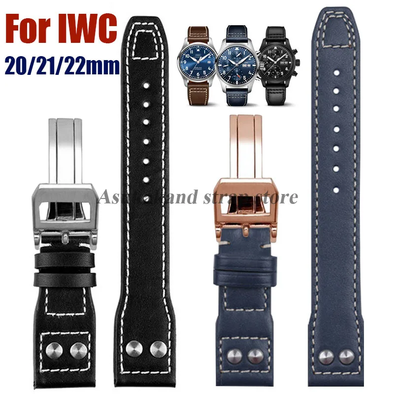 สายนาฬิกาหนังคลาสสิก 20-22 มม. สำหรับ IWC นักบิน