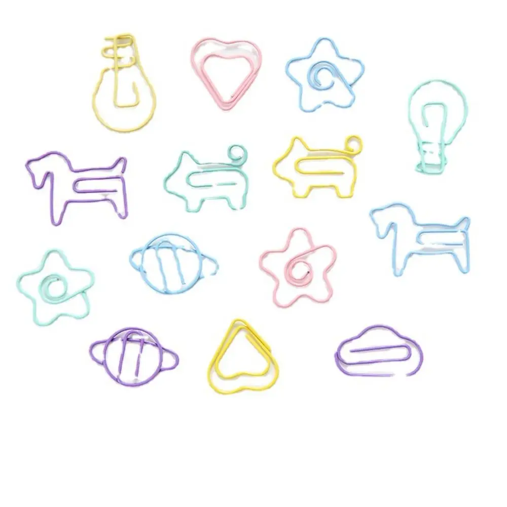 

10Pcs Candy Color Metal Paper Clip Kawaii Bookmarks Memo Clips Creative Stationery File Holder For Album Photos Tickets