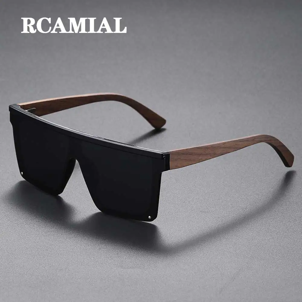 

RCAMIAL Sunglasses Polarized Lens UV400 Handmade Natural Bamboo Wooden Square Frame Fashion Sun Glasses For Men Women 62622