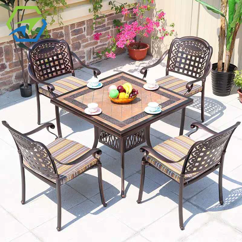 Good price outdoor patio cast aluminum furniture all weather dining die-cast garden sets coffee chair aluminum chair