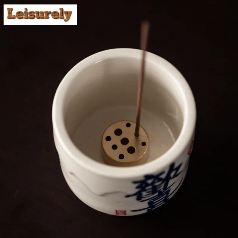 Retro Plant Gray Glazed Ceramic Incense Burner Household Aromatherapy Stove Thread Insertion Holder Zen Censer Burner Holder