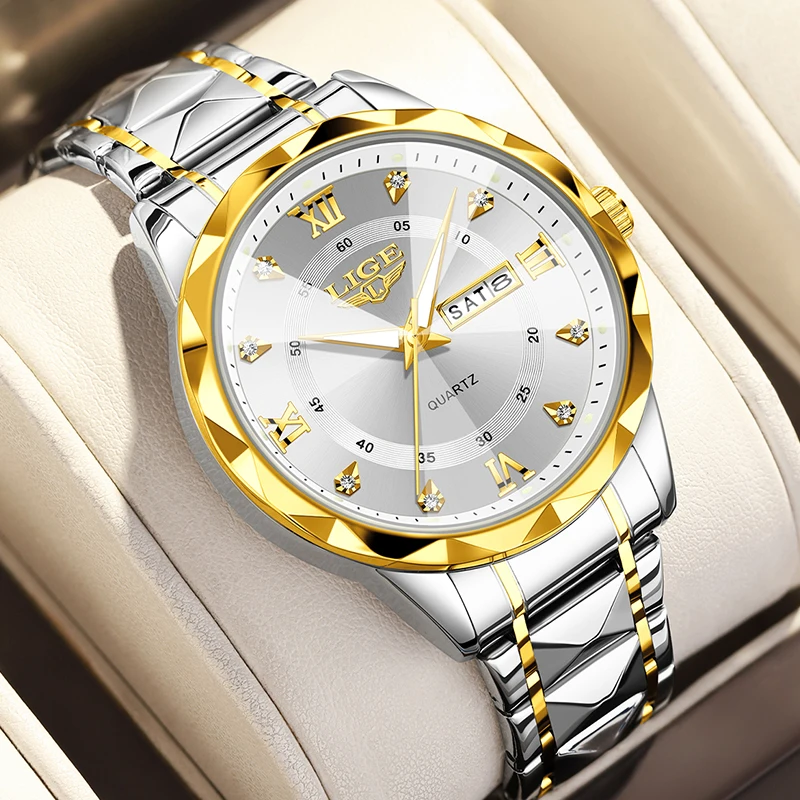 LIGE Women Watch Top Brand Luxury Round Stainless Steel Waterproof Watch For Women Fashion Simple Quartz Wristwatch Ladies Gift