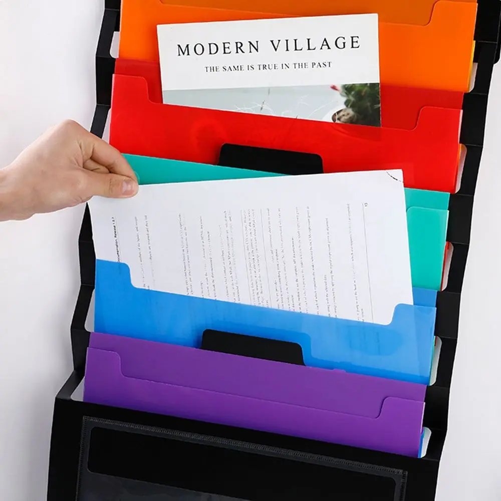 Large Capacity Wall Mounted File Folder Expandable Accordian Pockets for Rainbow File Organizer