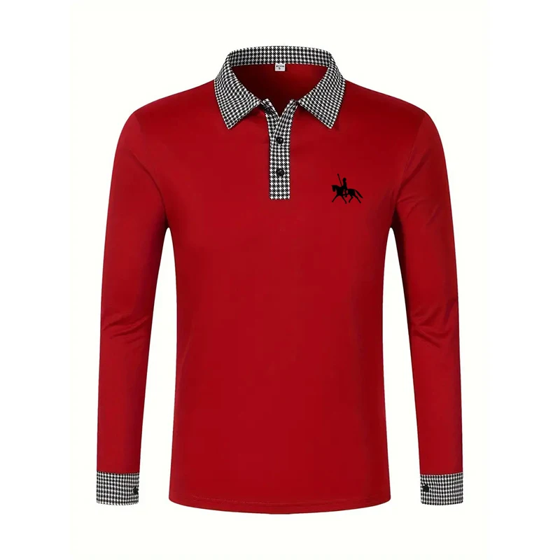 Spring and Autumn Men's Long Sleeve Polo Shirt Classic Business Office T-shirt Male Street Casual Fashion Solid Color Top