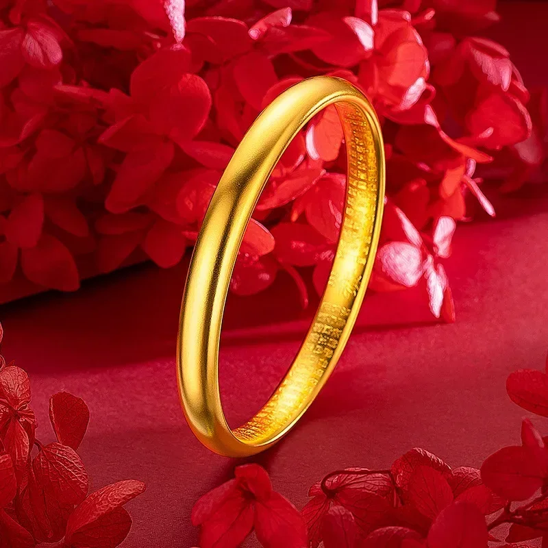 

Gold Store Same Style 999 Real Gold Bracelet 3D18K Ancient Heart Sutra Women Frosted Inheritance Solid
