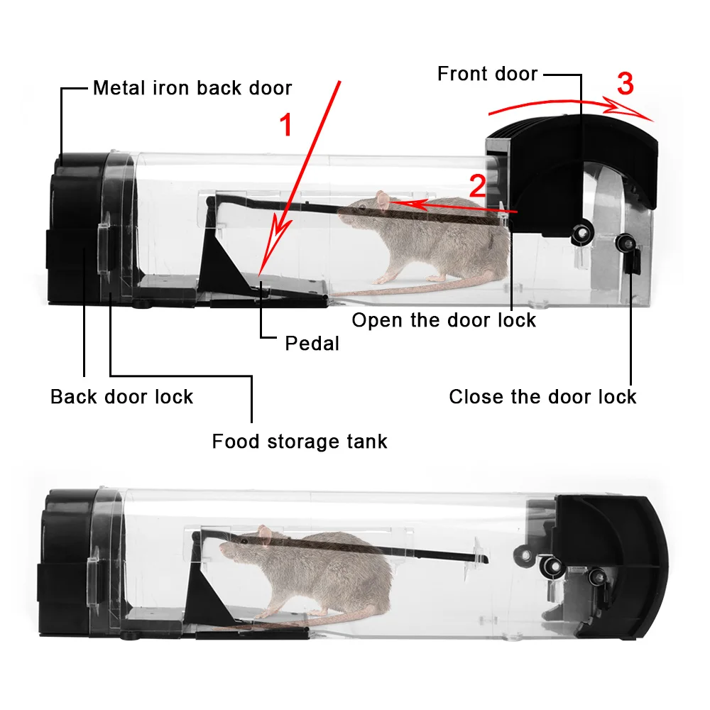 Rodents Trap Smart Self-locking Mousetrap for Indoor Outdoor Garden Safe Firm Reusable Plastic Household Mouse Catcher mouse catcher trap