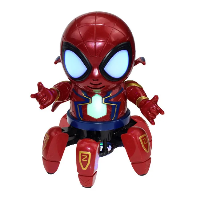 Iron Man/Spiderman Dance Hero Action Figure Robot Toy Dancing Music With Light 