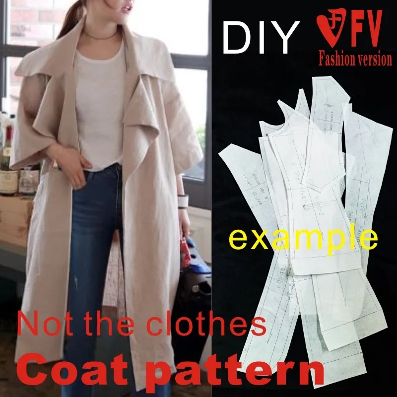 Pattern making women's large lapel cotton and linen coat coat pattern 1:1 garment sewing drawing BFY-158