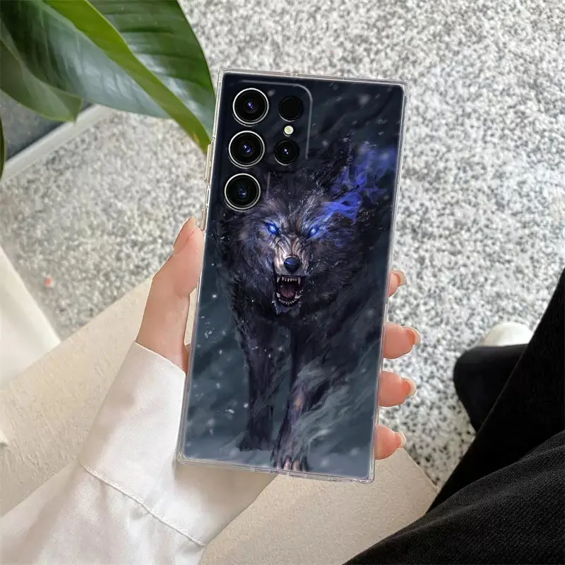 Tigre Wolf Lion Animal Phone Case For Samsung S24 S23 Ultra S22 S20 Plus S21 FE Clear Cases Cover Galaxy S24Ultra S235G Fundas
