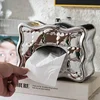 Creative Electroplated Silver Ceramic Tissue Box, Nordic Style, Home Living Room, Bedroom, Bathroom, Dining Table Decoration 1Pc 1