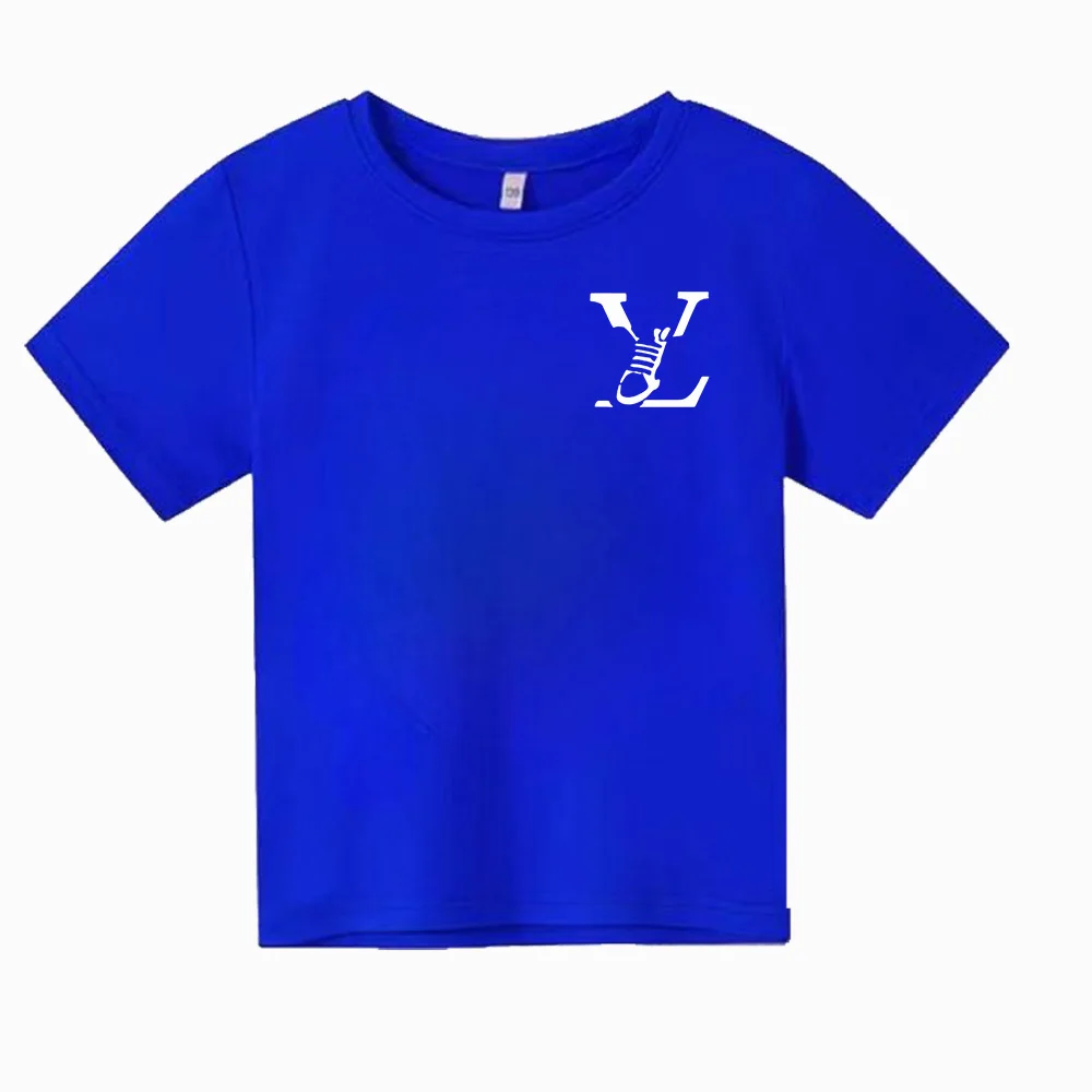 thumbnail image 1 of Camiseta de verano para niños y adolescentes, de manga corta, de algodón, con estampado de marca, cómodas, informales, ropa para niños, camisetas para niños y niñas, 1 of 5
