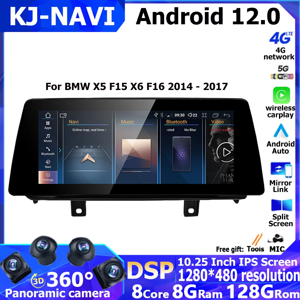 

10.25"Android 12 DSP For BMW X5 F15 X6 F16 2014 - 2017 NBT Car Radio Multimedia Player Navigation Bluetooth 5.0 WIFI Carplay 4G