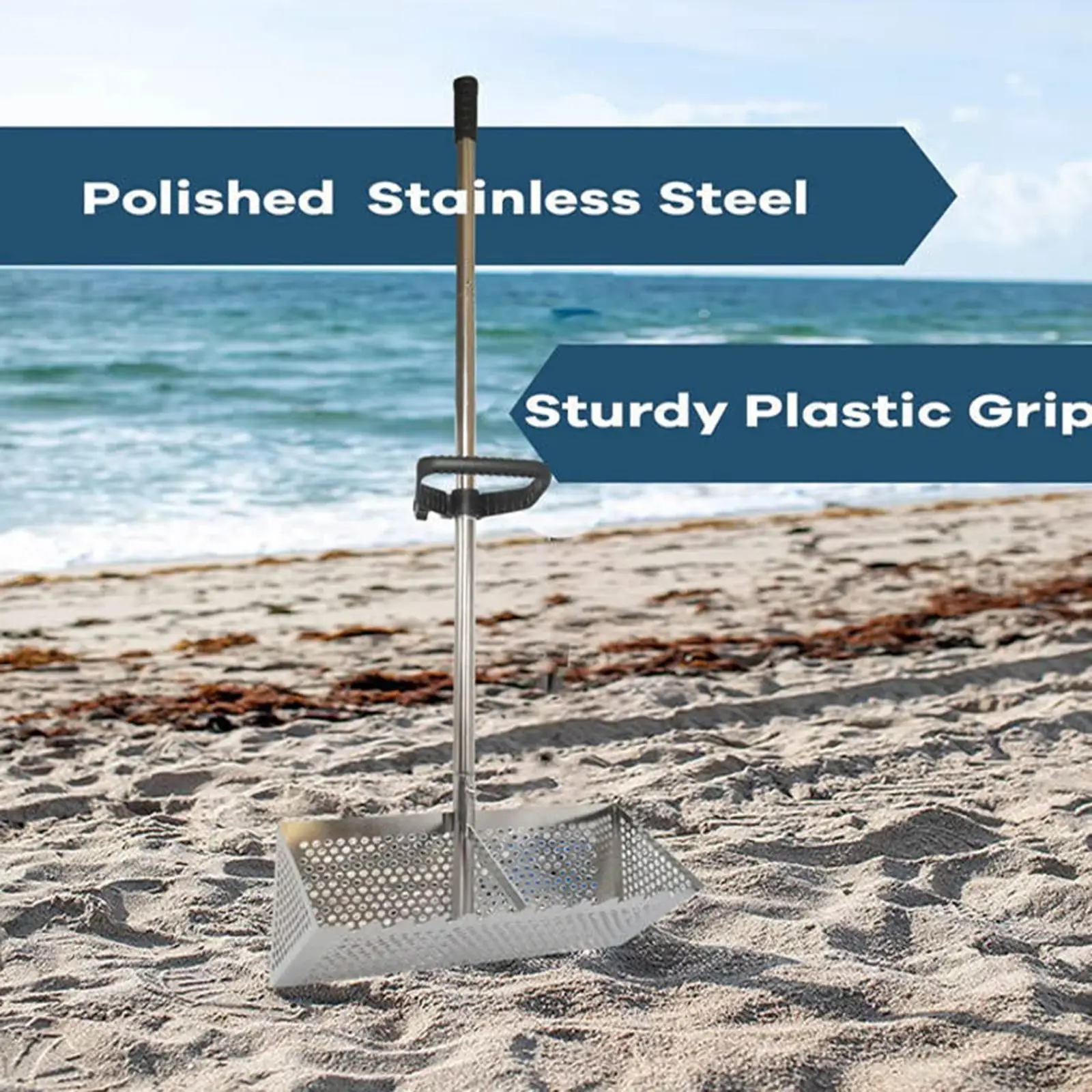 Hand Rake Handheld Rake Tool Seafood Digging Long Pole Lightweight Foldable Easy Grip Seafood Beach Sea Tool
