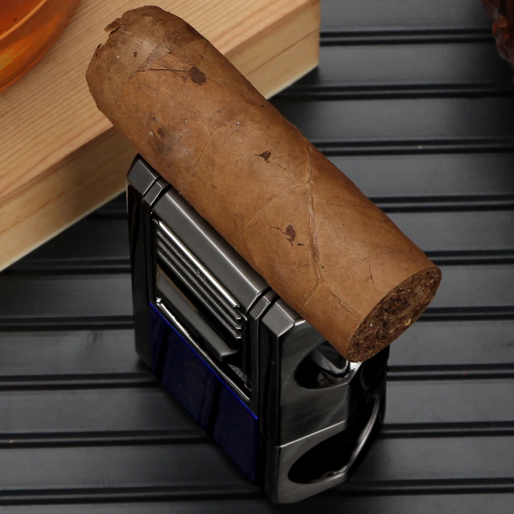 Cigar Lighter Metal Torch Lighters Support Stand Cover V Cutter Cigar Punch Portable Gas 1