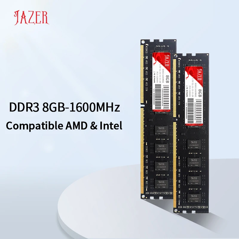 Desktop Ram Memory JAZER Memoria Rams DDR3 1600MHz Dimm 1.5V Desktop Memory Compatible AMD And Intel