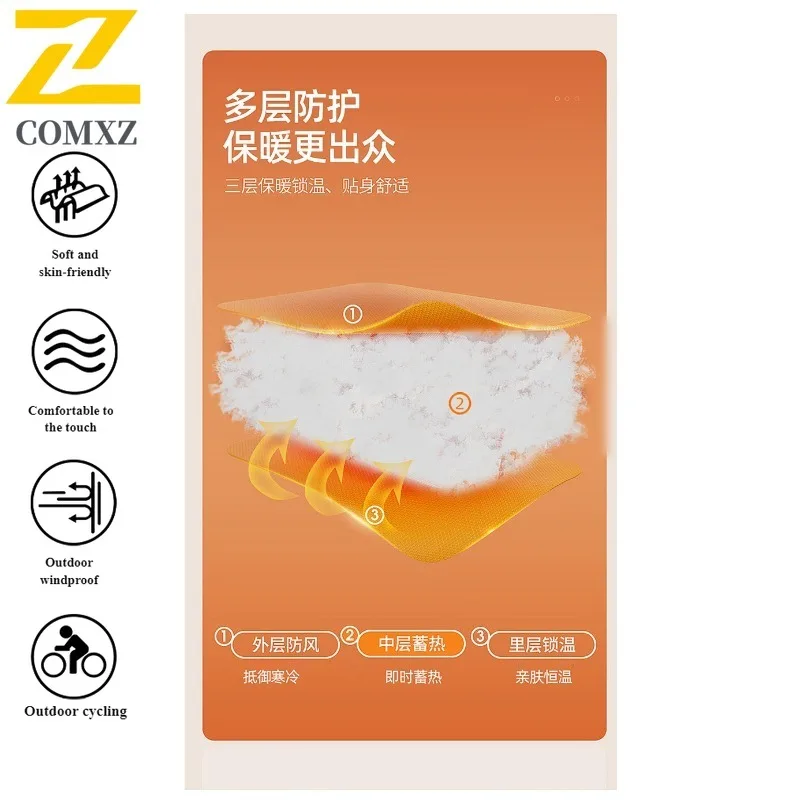 Autumn Winter Men Sport Windbreaker Korean Style Hooded Loose-Fit Thermal Cotton Jacket Waterproof Windproof for Hiking Camping