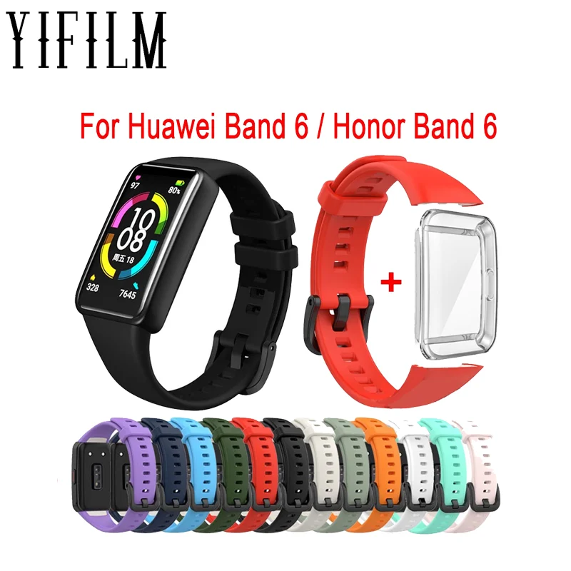 

YIFILM Silicone Strap Band Replacement With Protective Case For Huawei Band 6 / Honor Band 6