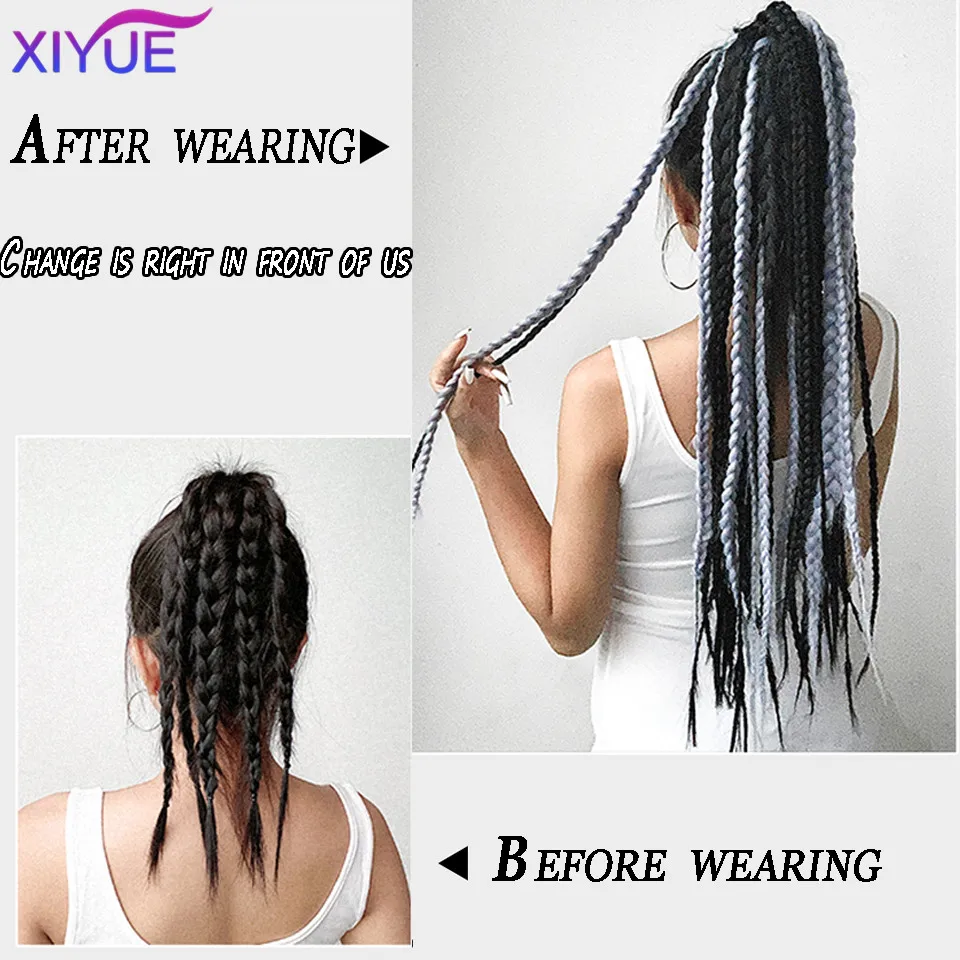 XIYUE  Dirty braids ponytail wigs braids colorful braids magical tools for European and American street dance hip-hop