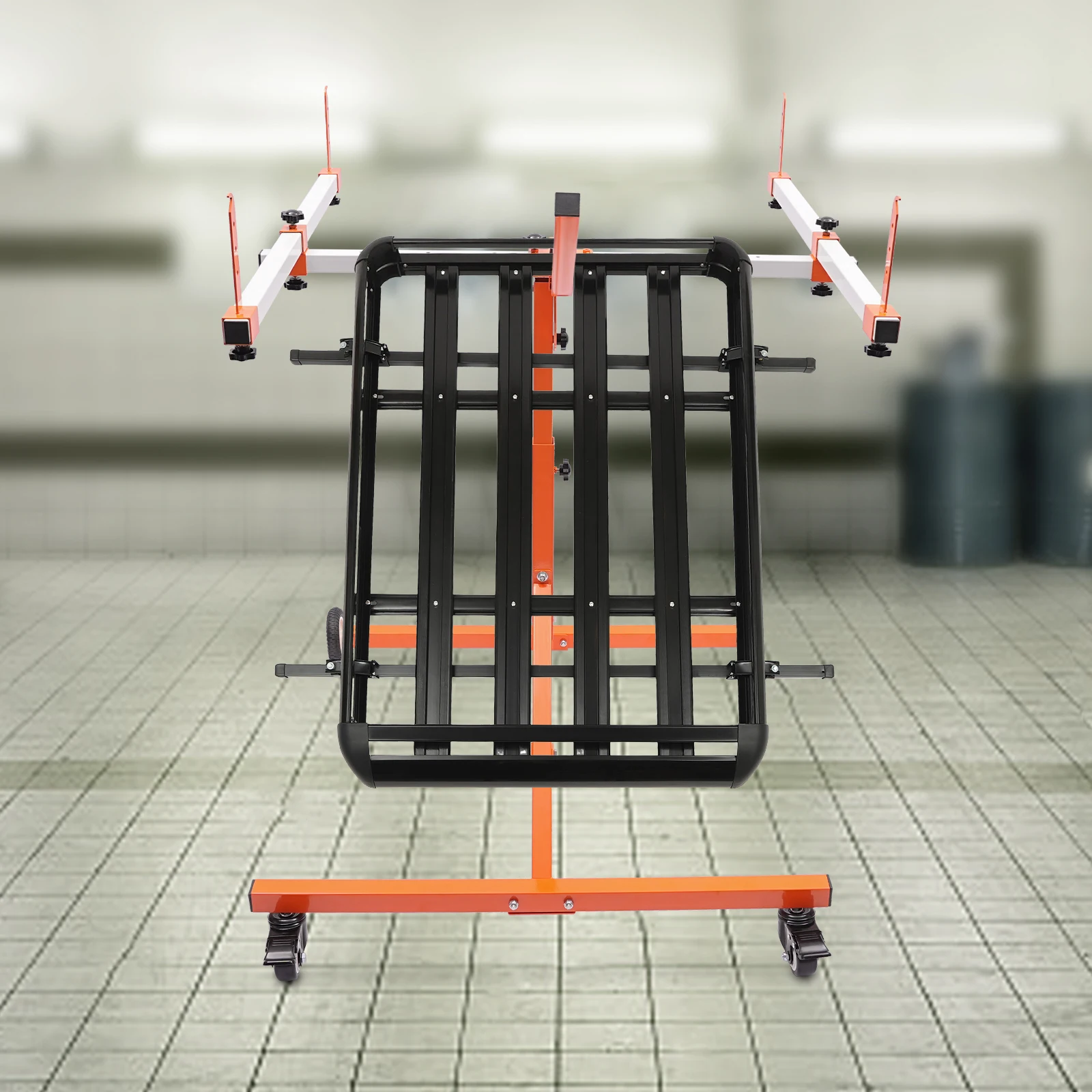 180° Rotating Auto Body Paint Stand Heavy Duty Steel Paint Cart with 4 Wheels Mobile Welding Stand for Spray Painting Fenders