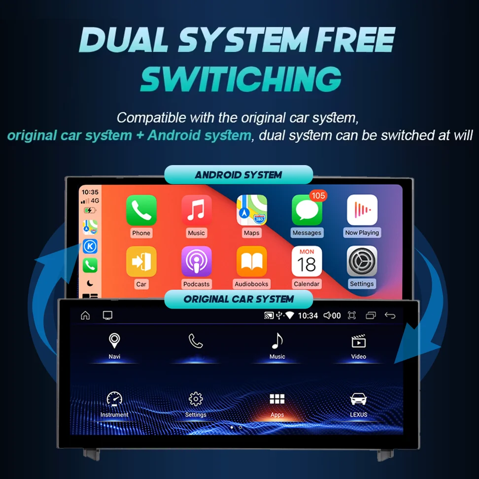 Para Lexus ES 2012-2018 Carplay Auto Android pantalla de coche reproductor Multimedia automotriz Monitor vídeo navegación 3