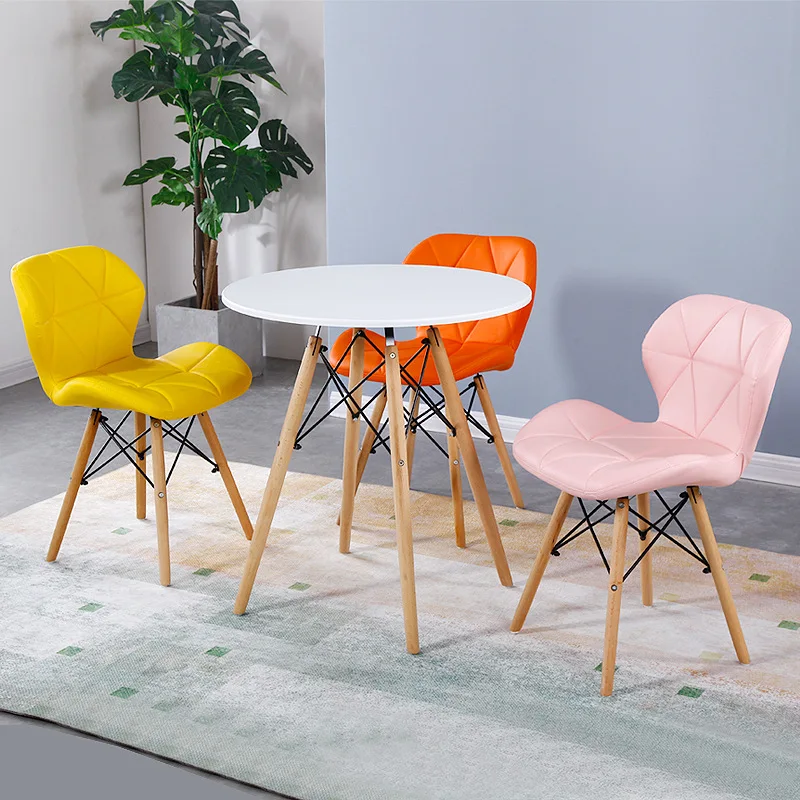 

Modern Simple Casual Chair Household Bedroom Backrest Chair Net Red Makeup Chair Lazy Solid Wood Butterfly Dining Chair