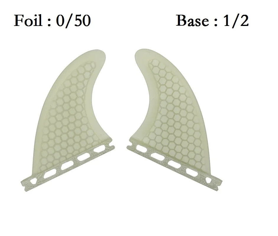 UPSURF FUTURE Twin Keel Fins Honeycomb Surfboard Rear Fin（Foil: 0/50）GX Twin Fins Single Tabs Clear/Grey Surf quillas surf