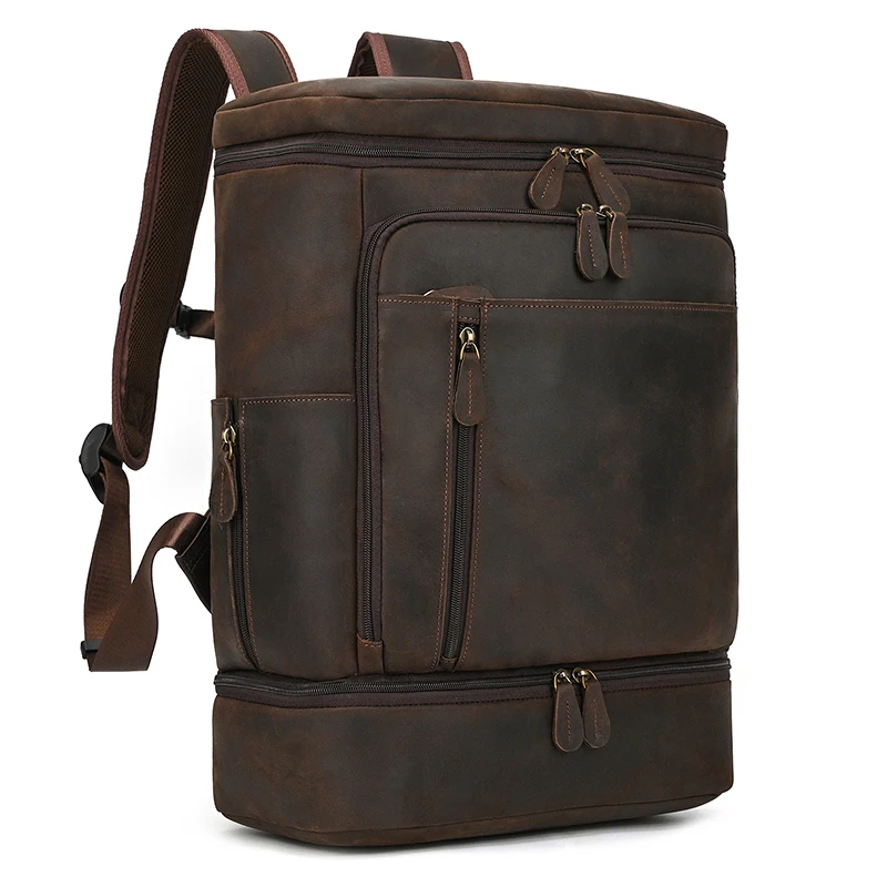 Dry Wet Separation Men Backpack Retro Style Travel Bag For Male Original Handmade Leather Outdoor Bagpack Multifunction Mens