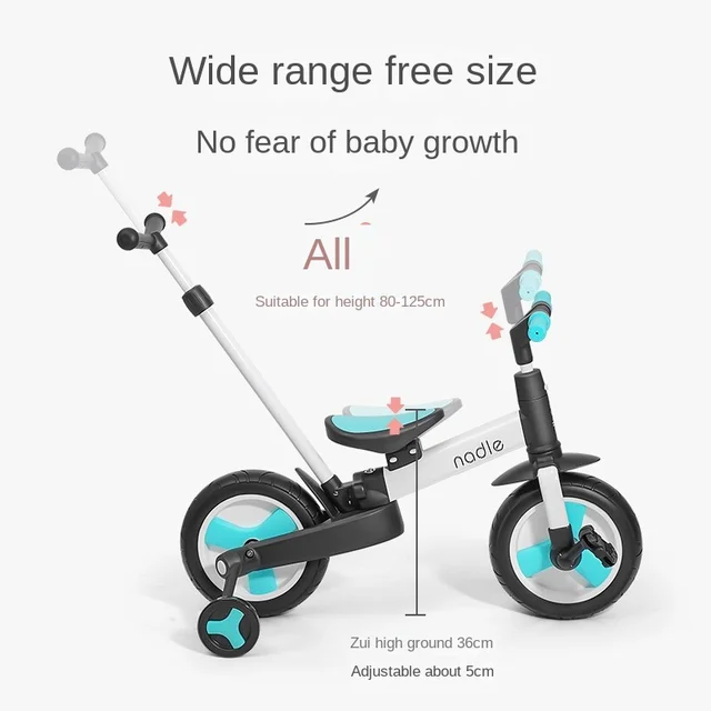 LazyChild Multifunctional Children's Tricycle Foldable Bicycle Stroller 2-6 Years Old Lightweight Trolley DropShipping 5