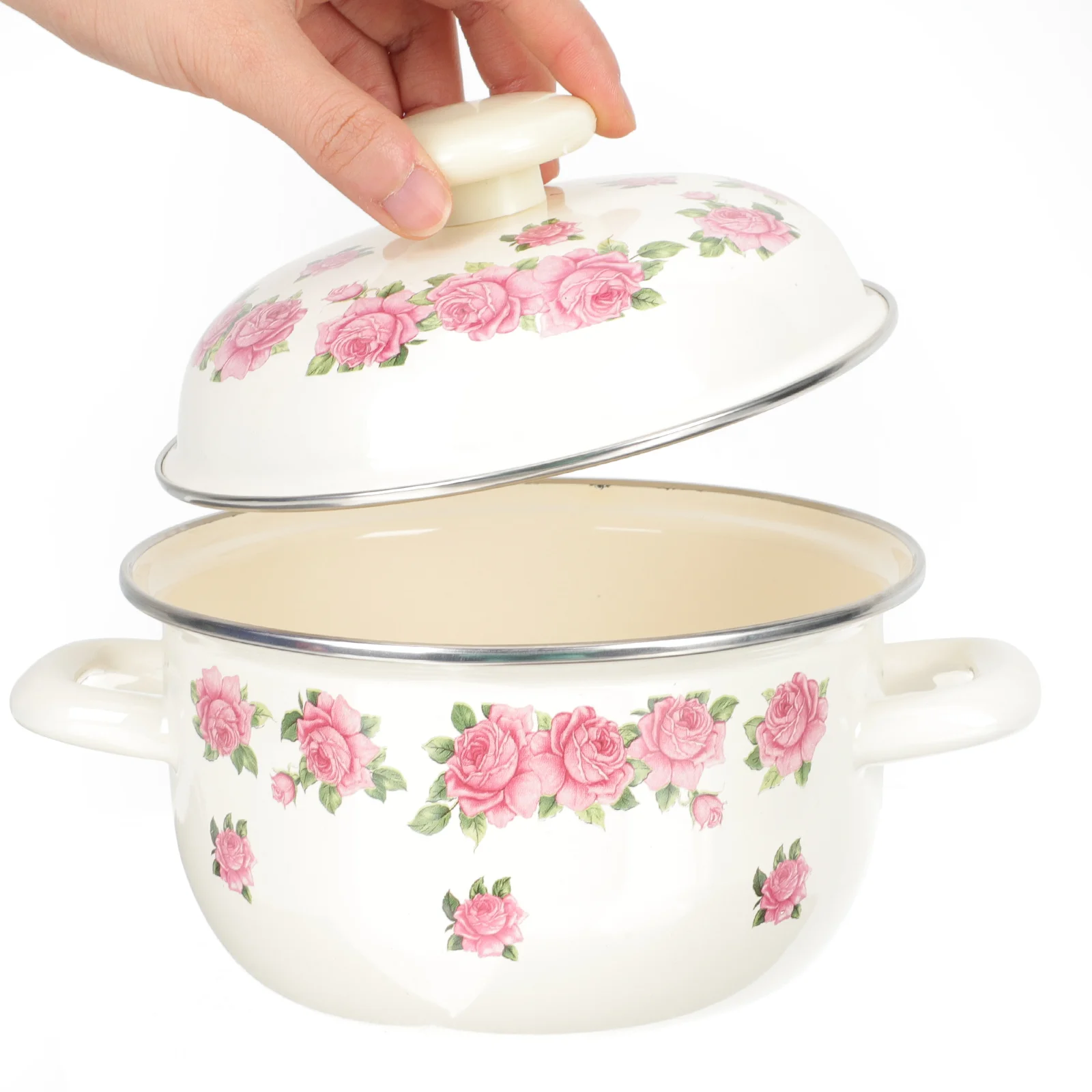 

Double-handle Milk Pot Non-stick Saucepan Enamel Cooking Pot Stovetop Milk Pot Food Heating Pot
