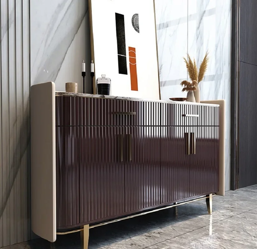 

Light luxury rock board dining side cabinet Modern and simple living room, porch cabinet, integrated wall storage cabinet