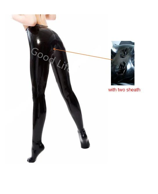 Woman Latex Leggings With Socks High Wasit No Zipper Ladies Pants With
